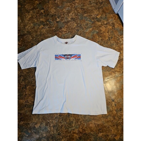 harley davidson t shirts White Mens 3X Measures 29chest 31 Long 2002 Tshirt - Picture 5 of 6